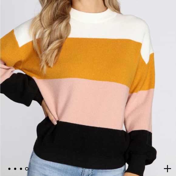Windsor Sweaters - Windsor Crew Neck Color-block Pullover Sweater. Size Small